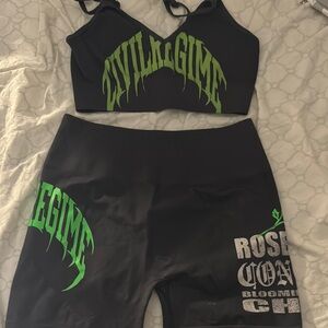 Devil Gime Women's Athletic Shorts - Black and Green